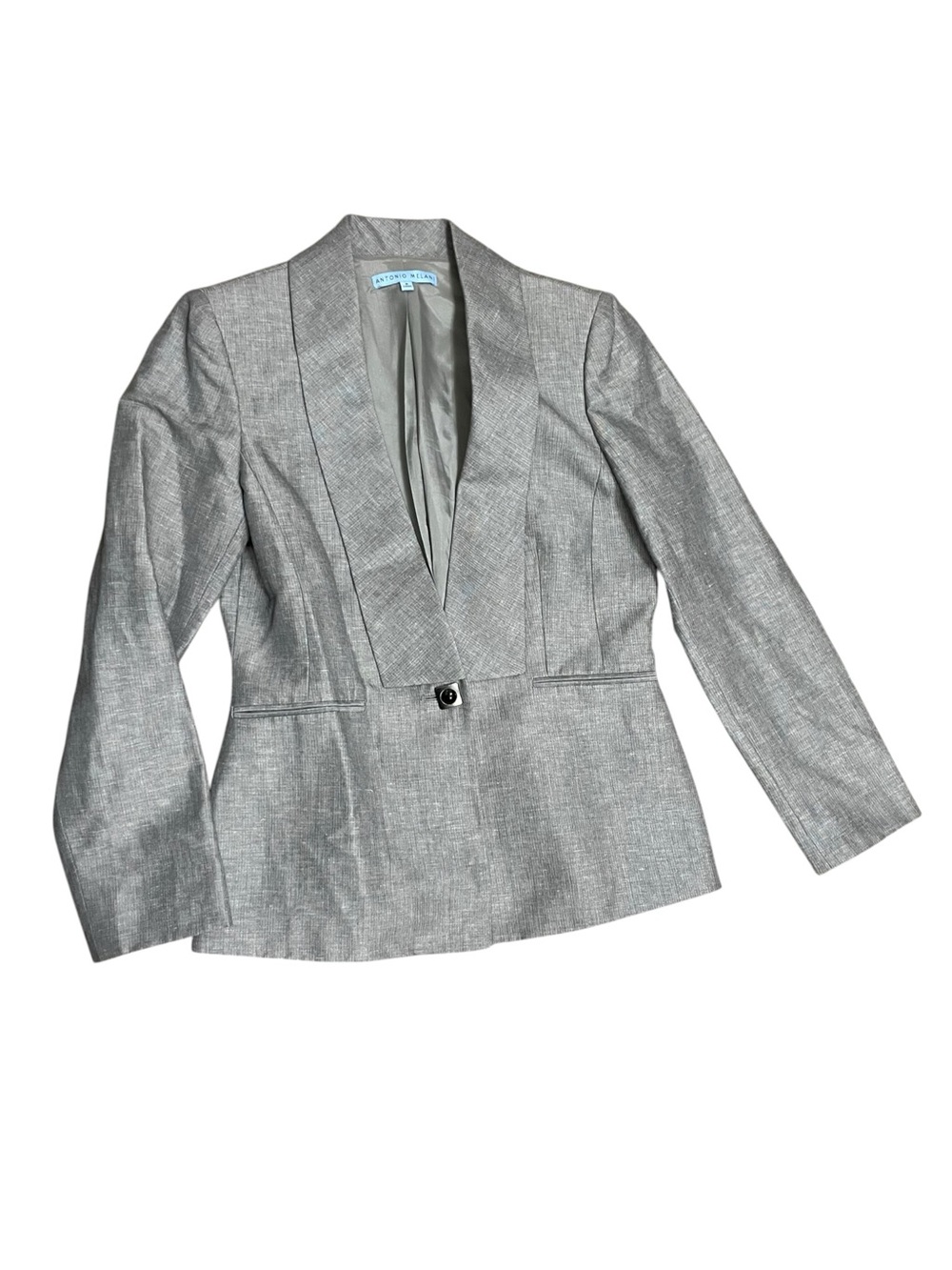 Antonio Melani linen blend lapel blazer one button gray size 8 elevated basic